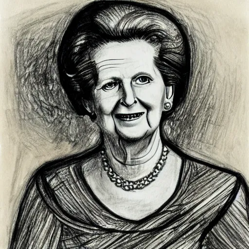 Prompt: a detailed drawing of margaret thatcher in the style of leonardo davinci, sketch, pencil drawing, anatomically correct