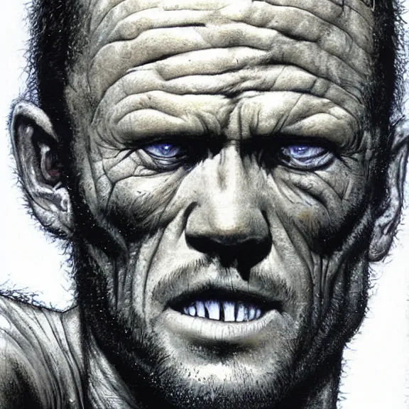 Prompt: portrait of Michael Rooker from Slither (2006) by Les Edwards, art print