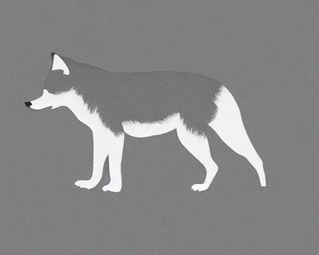 Image similar to professional digital art of a full-body outline of a wolf, very simple, minimalist, no color, high quality, HD, 8K,