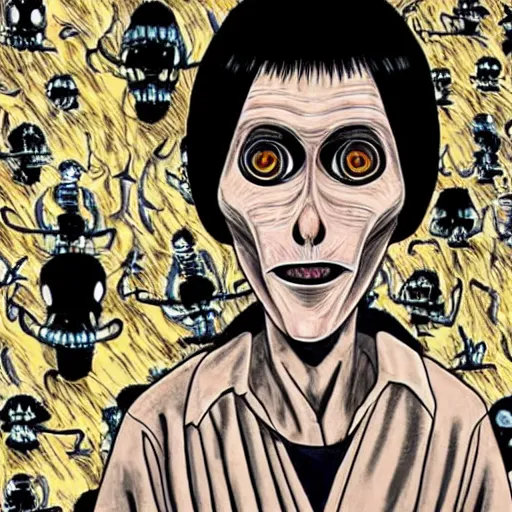 Prompt: obunga in junji ito art style