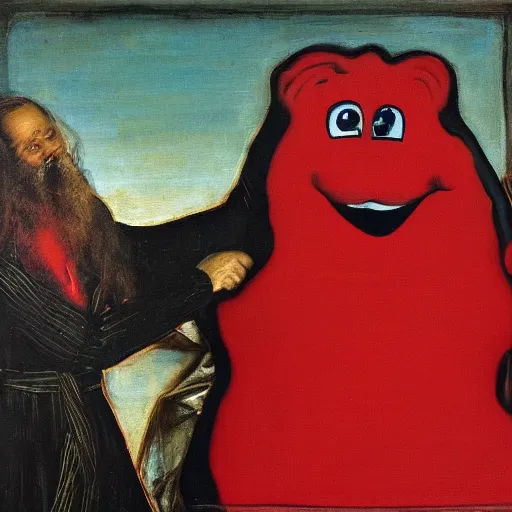 Image similar to a painting of the Kool-Aid Man meme by Agnolo Bronzino