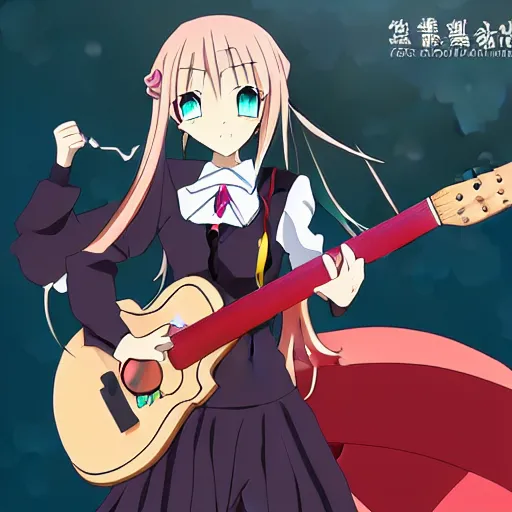 Prompt: in the style of Madhouse studio anime, girl,dragon, guitar, anime