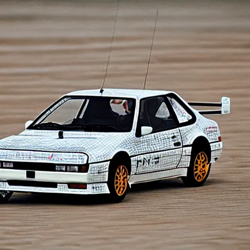 Prompt: drifting white Toyota AE86, medieval Byzantine mosaic