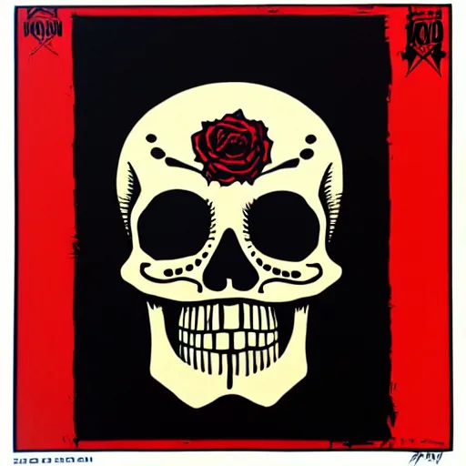 Image similar to punk rock skull, solo. by shepard fairey
