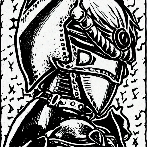 Image similar to A knight in the style of Kentaro Miura