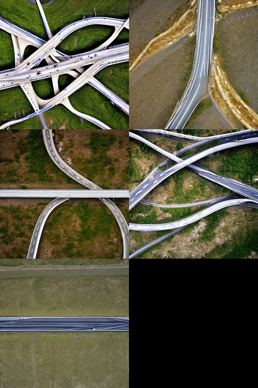 Prompt: highway seen from above made from skeletons