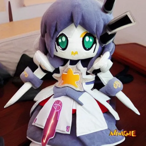 Prompt: cute fumo plush of the party tank whose shield can withstand the toughest attacks, anime knight girl