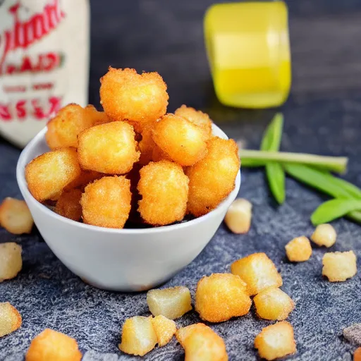 Prompt: photo of tatertots in a cup,8k, ar 16:9,realistic ,title shift