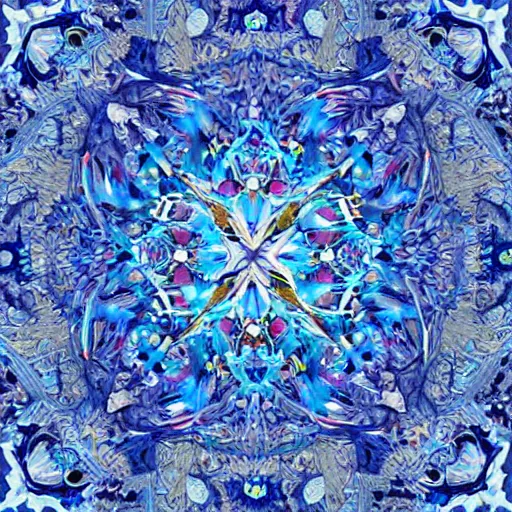 Image similar to a blue cystal in the wood table in digital in art intricate, fantasy