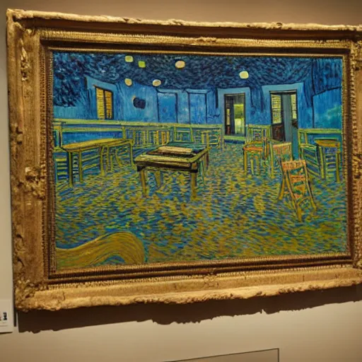 Image similar to art installation based on van gogh, in a museum, photo, art magazine