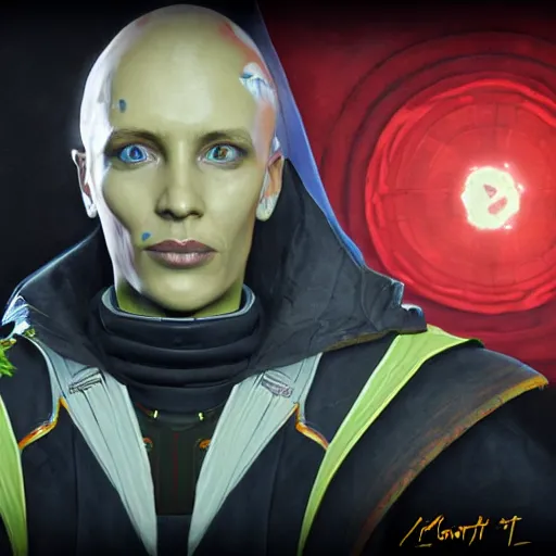 Image similar to painting portrait of an warlock in destiny 2