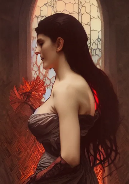 Image similar to dracula, intricate, elegant, highly detailed, digital painting, artstation, concept art, smooth, sharp focus, illustration, art by artgerm and greg rutkowski and alphonse mucha and william - adolphe bouguereau