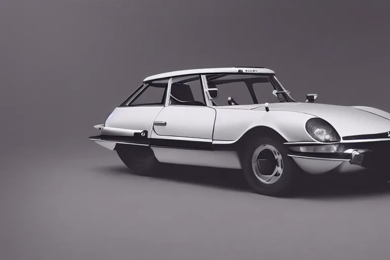 Prompt: designed by Giorgetto Giugiaro stylized poser of a single 1972 Citroen DS, neon lights, ektachrome photograph, volumetric lighting, f8 aperture, cinematic Eastman 5384 film