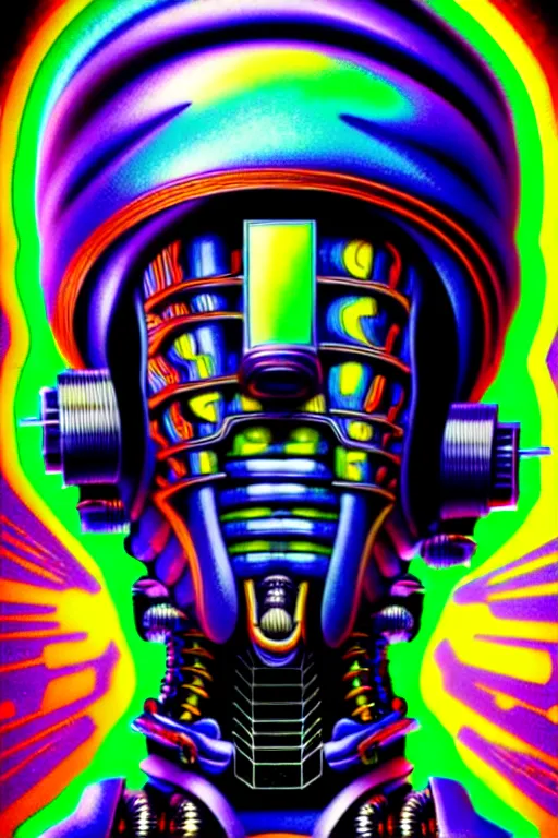 Image similar to maximalist detailed scifi robot head portrait. lowbrow scifi artwork by kidsquidy ø - cult and subjekt zero. ray tracing hdr polished sharp in visionary psychedelic fineart style inspired by ben ridgway and igor goryunov