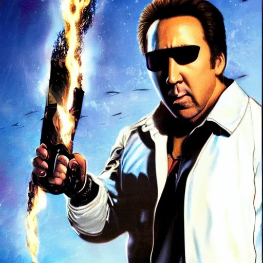 Image similar to nicolas cage as johnny cage