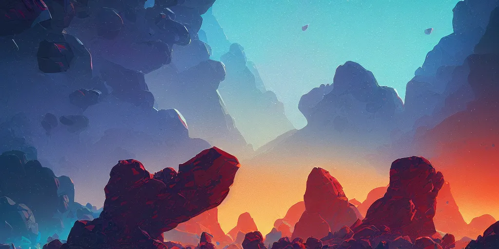 Prompt: asteroids by alena aenami, petros afshar, anato finnstark