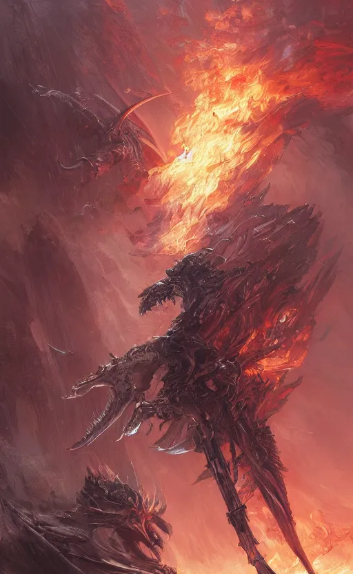 Image similar to close view of sword, flames, show room background, front game card, drark, marvel comics, dark, intricate, highly detailed, smooth, artstation, digital illustration by ruan jia and mandy jurgens and artgerm and wayne barlowe and greg rutkowski and zdislav beksinski