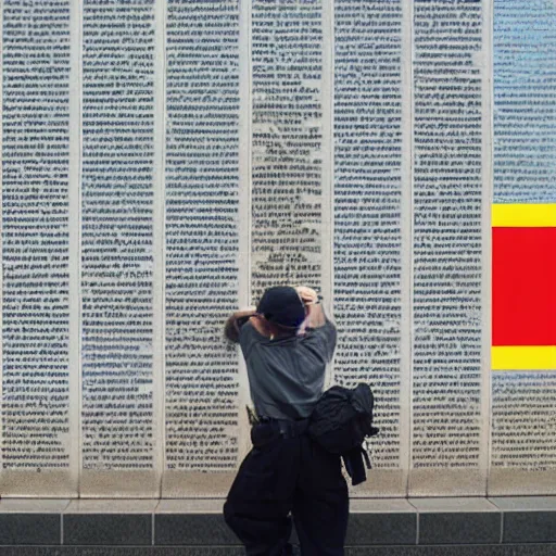 Image similar to mario dabbing, vietnam memorial background