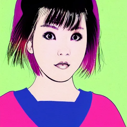 Image similar to a portrait of a girl, japanese 8 0 s pop color scheme