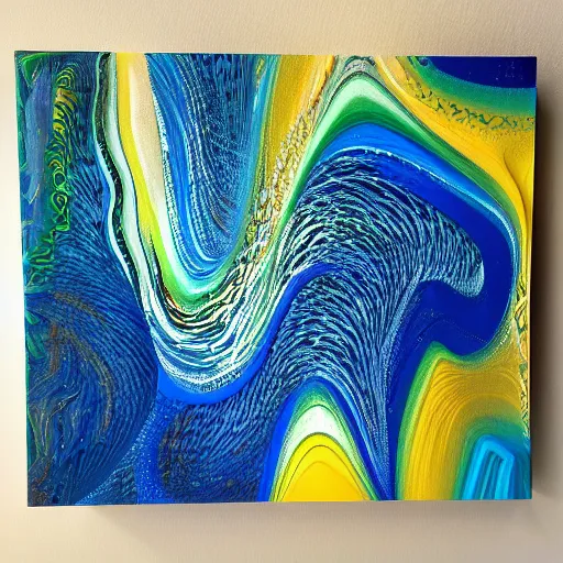 Image similar to flowing, fluid acrylic pour, by pascal blanche