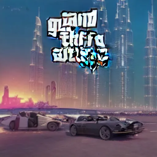 Image similar to gta : dubai, synth feel