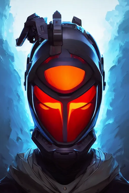 Image similar to epic mask helmet robot ninja portrait stylized as fornite style game design fanart by concept artist gervasio canda, behance hd by jesper ejsing, by rhads, makoto shinkai and lois van baarle, ilya kuvshinov, rossdraws global illumination radiating a glowing aura global illumination ray tracing hdr render in unreal engine 5