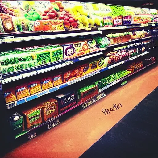 Image similar to “inside a grocery store at night panting”