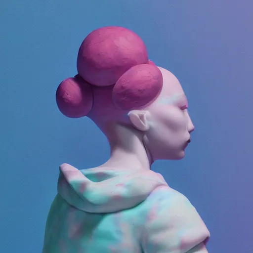 Prompt: abstract 3d female age 10 pastel sculpture by james jean and Jason Chan, rendering, redshift, octane