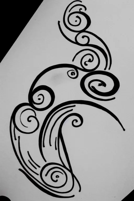 Image similar to a simple tattoo design of birds flying in a 8 spiral, black ink, logo