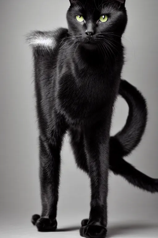 Image similar to full body studio photograph of a black cat