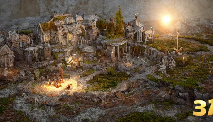 Image similar to a 3D fantasy diorama,high quality,8k,4k,blender,model,3D model