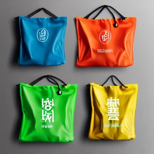 Image similar to logotype for industrial plastic bag company called wang that represents high quality and efficiency, modern, fresh cool colors, trending on behance