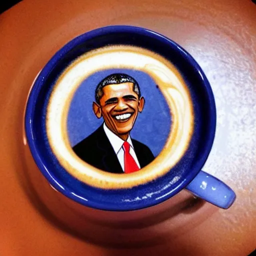 Prompt: instagram photo of latte art of barack obama