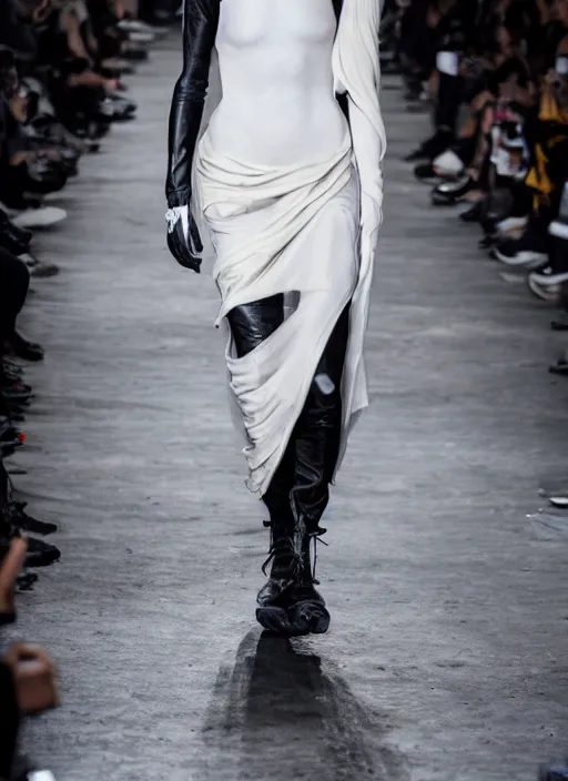 Image similar to hyperrealistic and heavy detailed rick owens avant garde runway show of batman, leica sl 2 5 0 mm, vivid color, high quality, high textured, real life