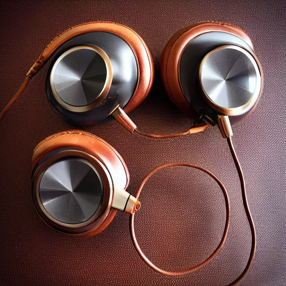 Prompt: masterpiece photo of beautiful crafted retro bismuth headphones in a silk padded leather case, bismuth metal, bismuth cups, leather padding, displayed on mahogany desk, modernist headphones, bismuth headphones beautiful well designed, hyperrealistic, audiophile, intricate hyper detail, extreme high quality, photographic, meze audio, sennheiser, hifiman, artstation