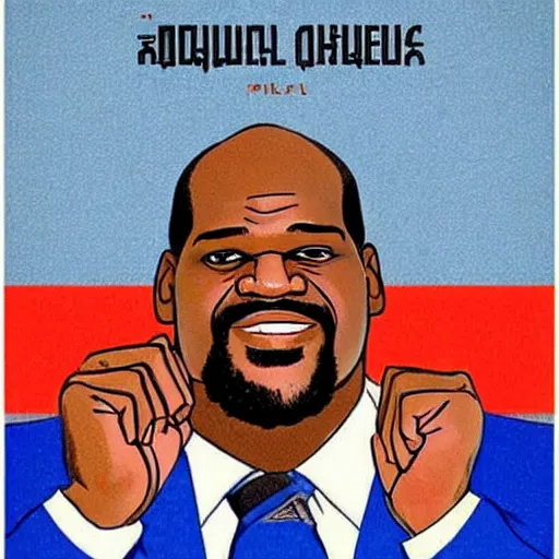 Prompt: shaquille o'neal in a soviet union communist propaganda poster