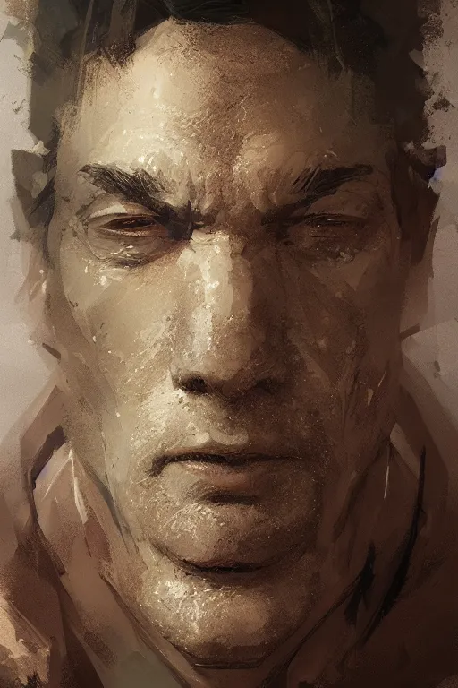 Prompt: portrait of a man with a fractal face by Craig Mullins and Hiroshi Yoshida, very detailed, trending on artstation