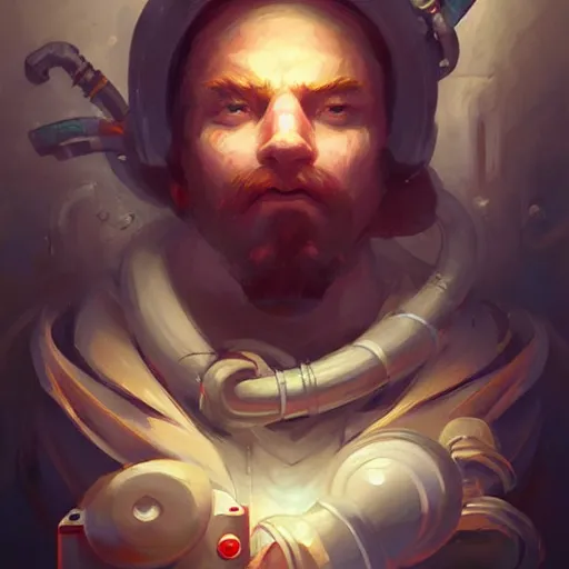 Image similar to beautiful plumber portrait cinematic by peter mohrbacher