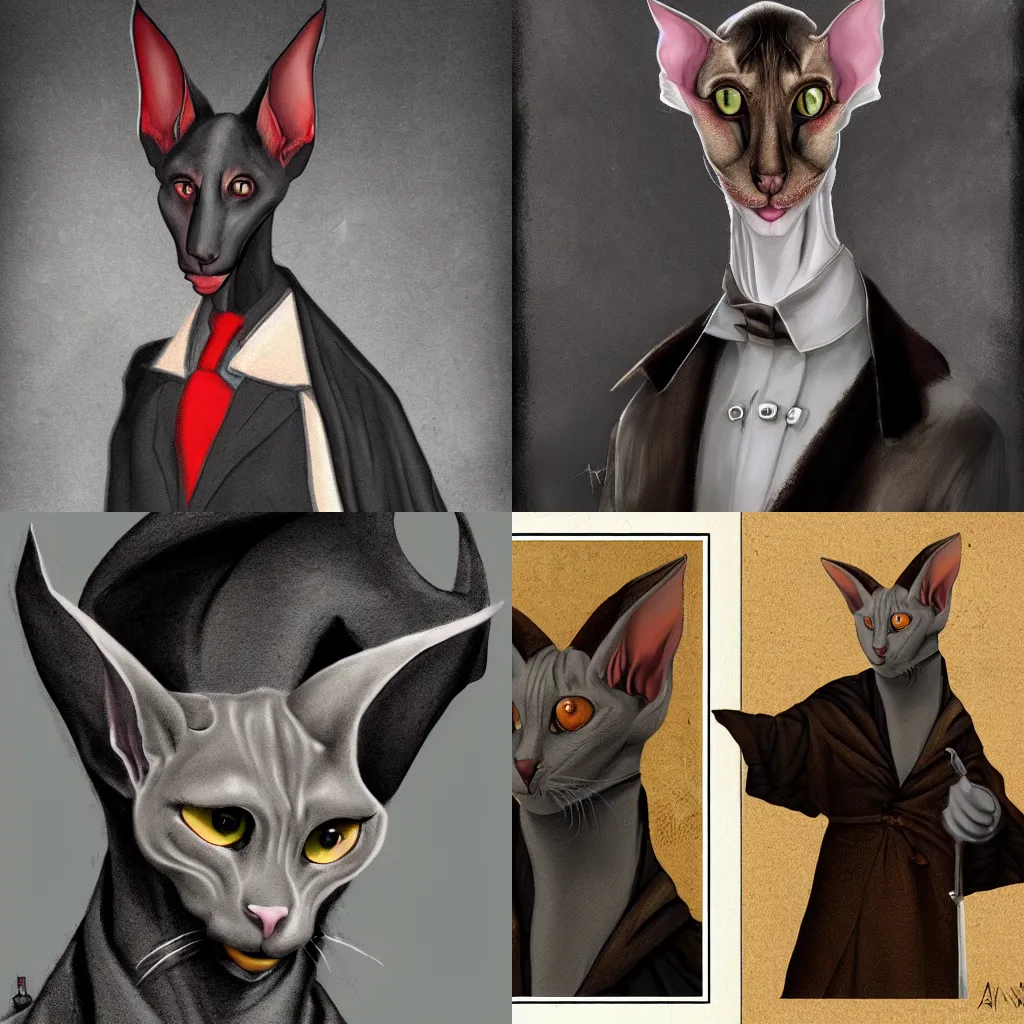 Prompt: A detailed matte painting of an oriental shorthair cat as Nosferatu, trending on artstation