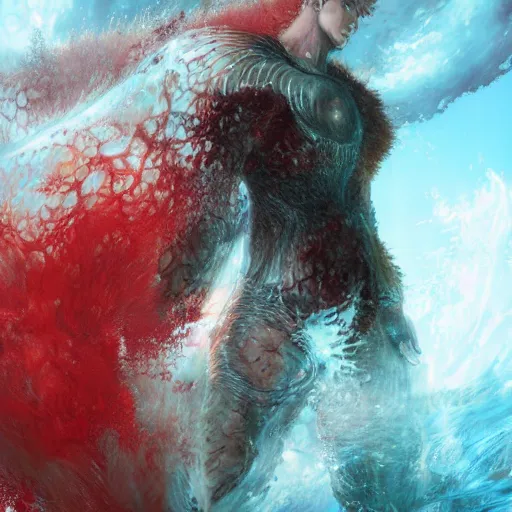 Prompt: guts from berserk submerged in red water, extremely detailed, made by wlop, maxwell boas, Sakimi chan and Anato Finnstark