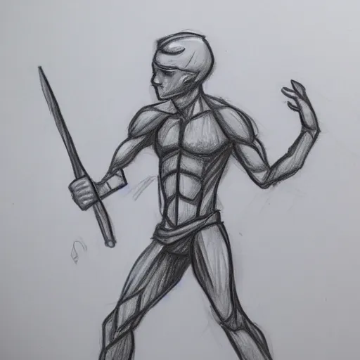 Image similar to stick figure character concept art, pencil drawing