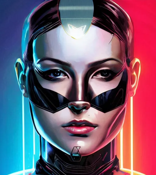 Image similar to portrait of a female android, by DC comics and Sandra Chevrier, 4k