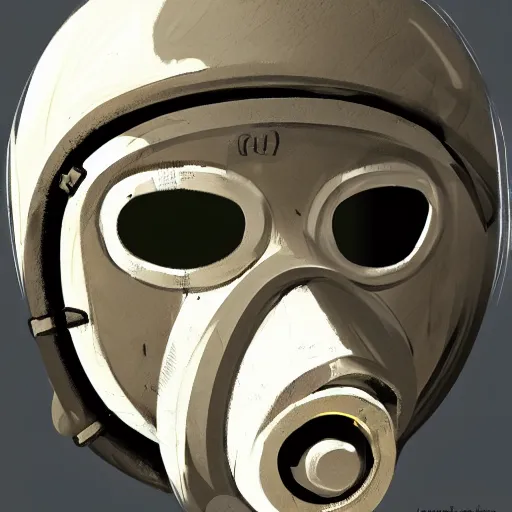 Image similar to concept art of gas mask by jama jurabaev, brush hard, artstation, cgsociety, high quality, brush stroke