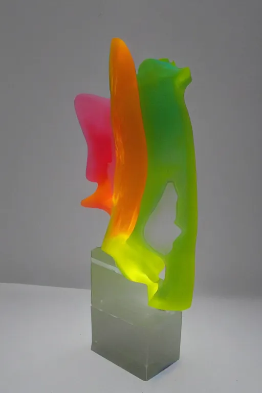 Image similar to translucent silicone rubber abstract sculpture on display