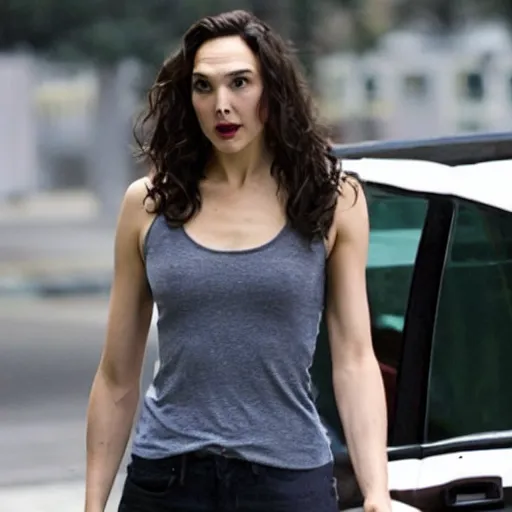 Image similar to gal gadot slowly morphing into american psycho ( 1 9 9 9 )