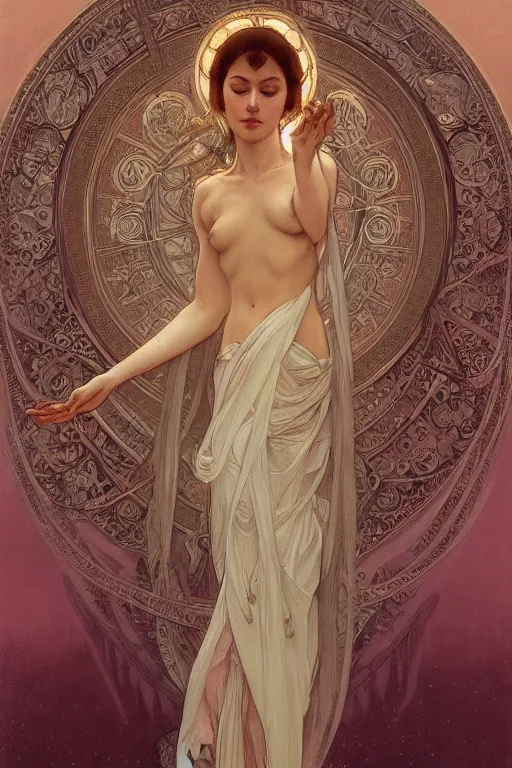 Image similar to a full body portrait of a beautiful ethereal delicate mage queen meditative sacral pose catholic stages of the cross, intricate, elegant, highly detailed, digital painting, artstation, concept art, smooth, sharp focus, illustration, art by krenz cushart and artem demura and alphonse mucha