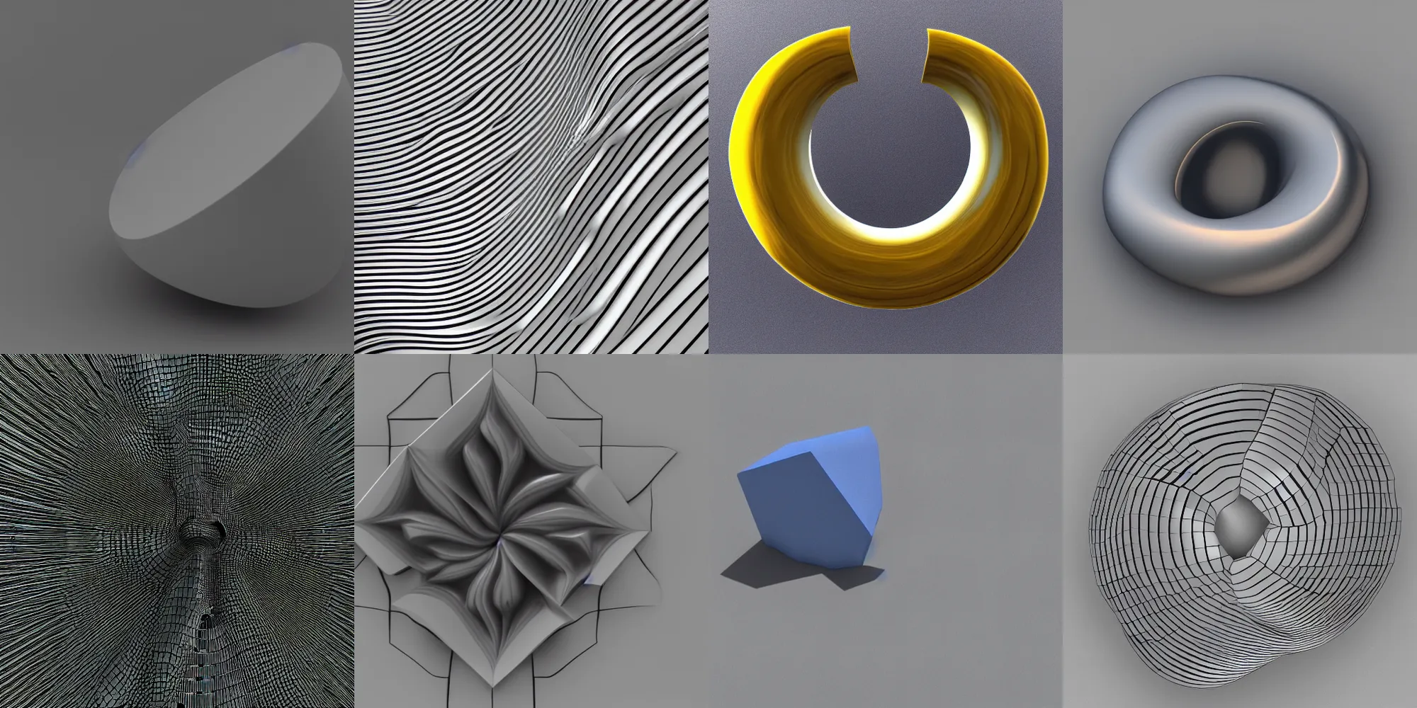 Prompt: a low detail 3D render of an abstract shape