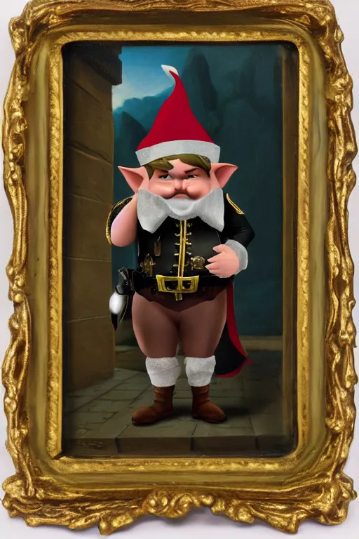 Image similar to high fantasy elf mall cop with a sheriff's badge that is fat, shifty, 1500s Oil Portrait, Carvagio, 8K scan