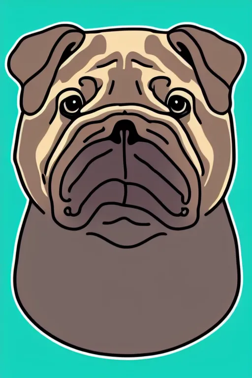 Image similar to Portrait of a big chungus pug, sticker, colorful, illustration, highly detailed, simple, smooth and clean vector curves, no jagged lines, vector art, smooth