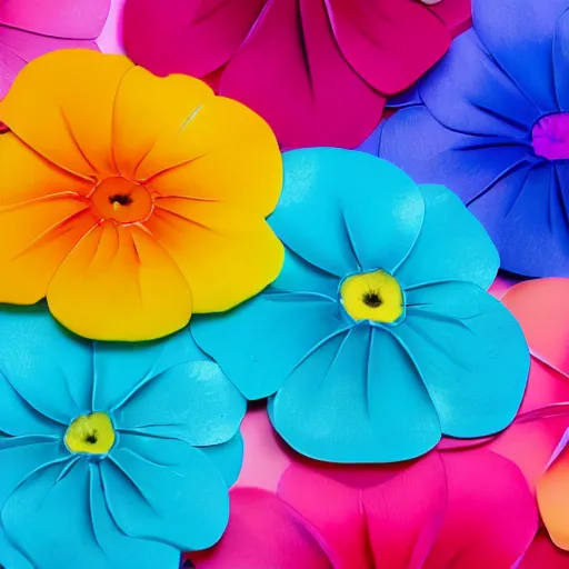 Image similar to multi colored flower petals flowing through the air from left to right on a clean background